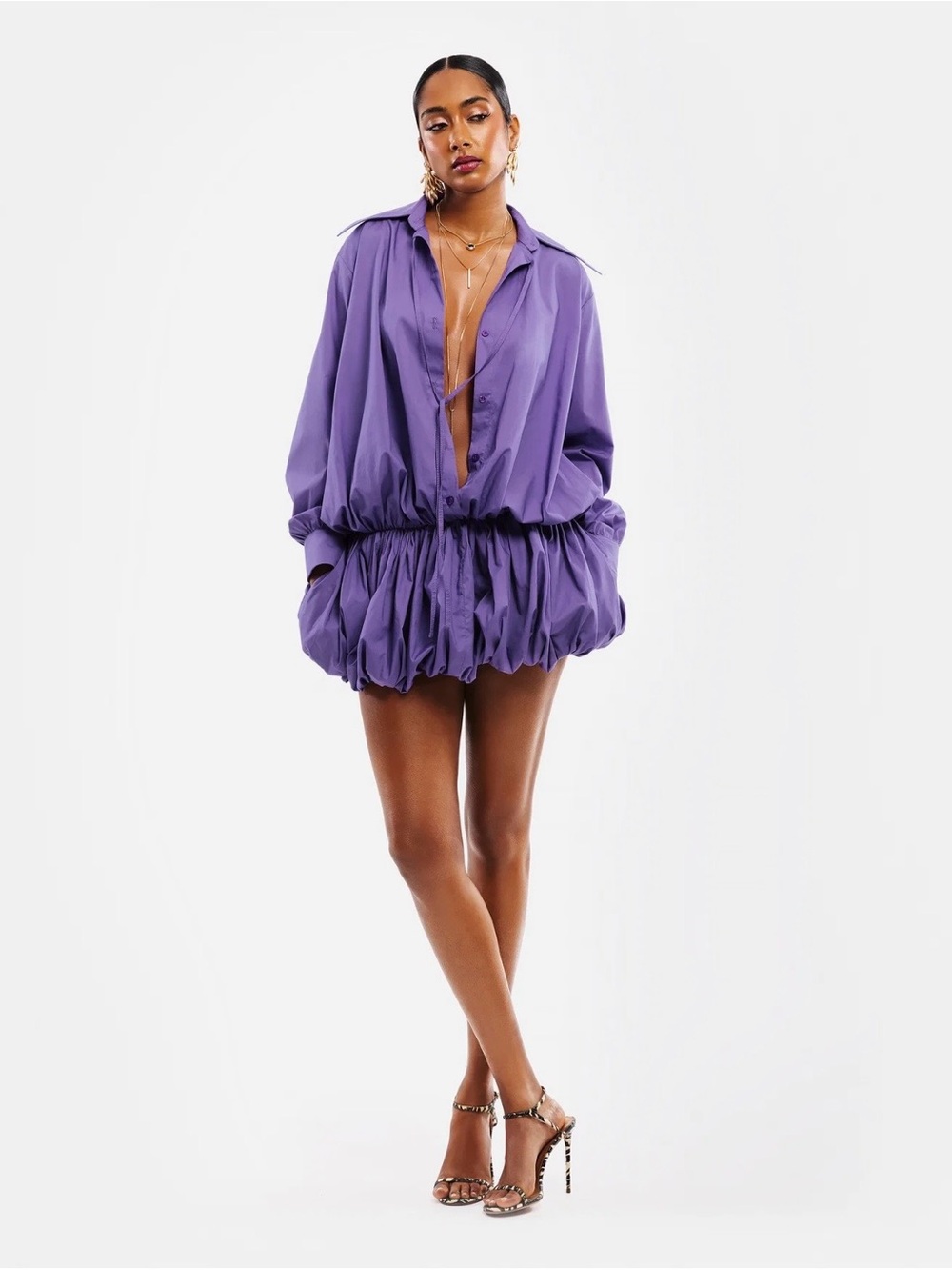 NWT Purple Hanifa Tia bubble dress size large